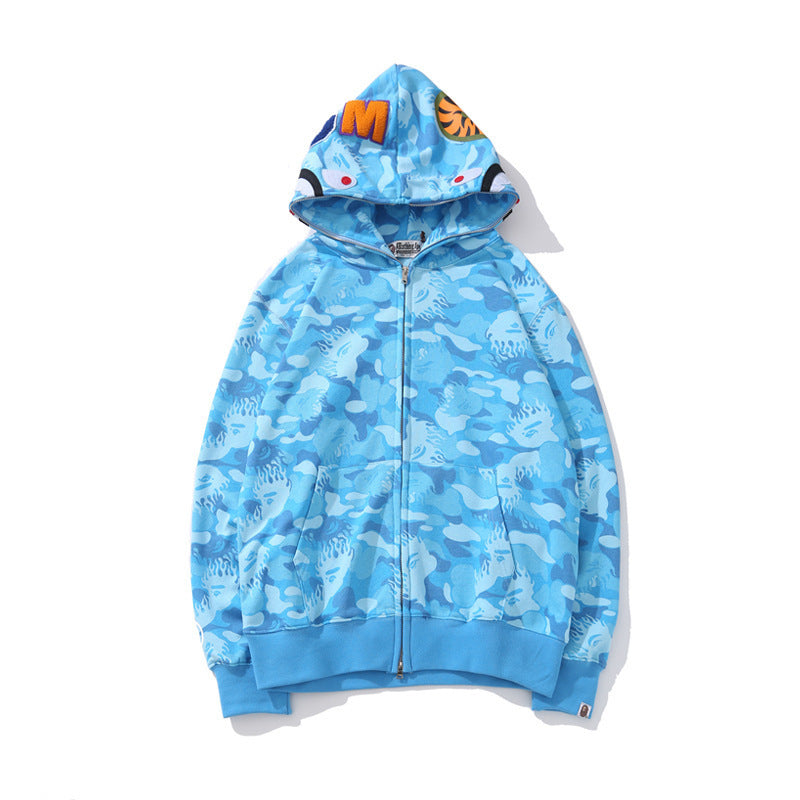 BAPE Shark camouflage hooded cardigan jacket