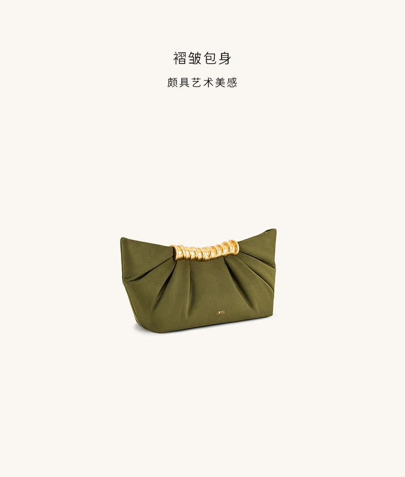 Ruched Clutch with Metal Clasp