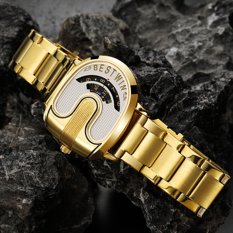 Stylish Gold U-Shaped Men's Watch
