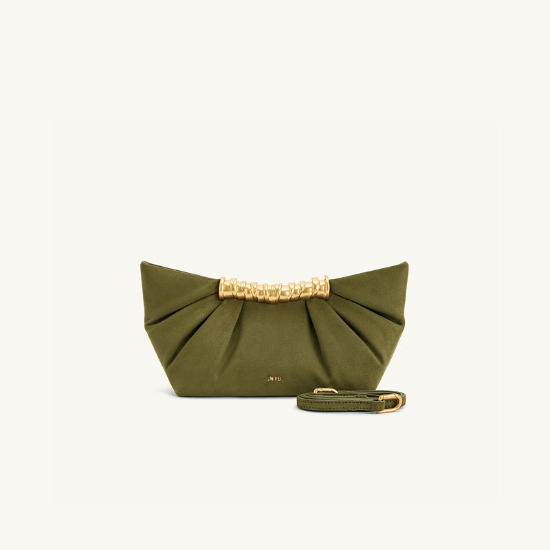 Ruched Clutch with Metal Clasp