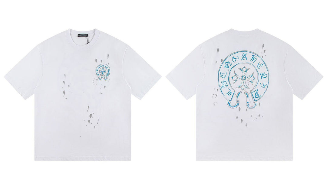Chrome Hearts Summer Embroidery Print Cotton T-Shirt Short-Sleeve
