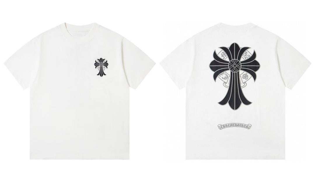 Chrome Hearts Summer Embroidery Print Cotton T-Shirt Short-Sleeve