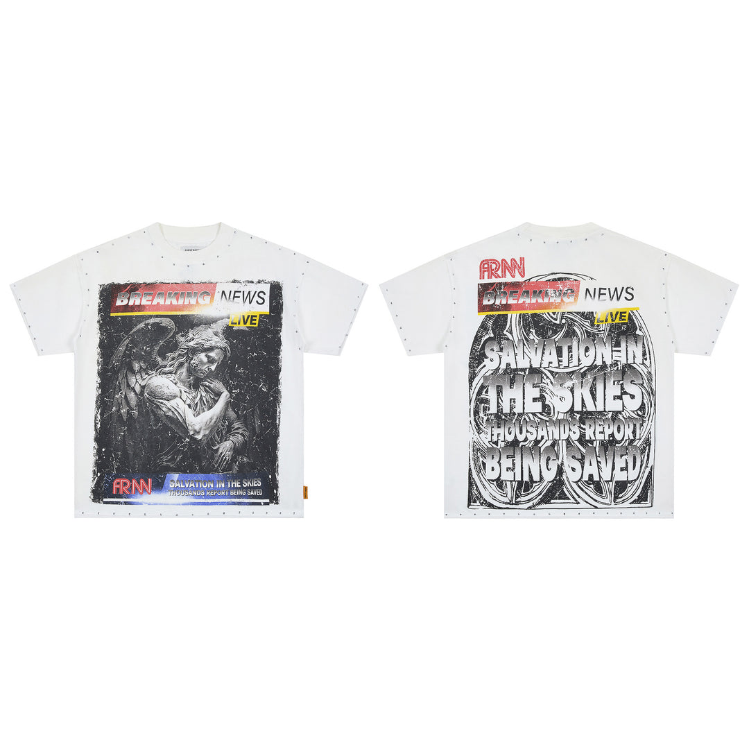 FIRST ROW LOST UTOPIA UNIVERSE CROPPED TEE White