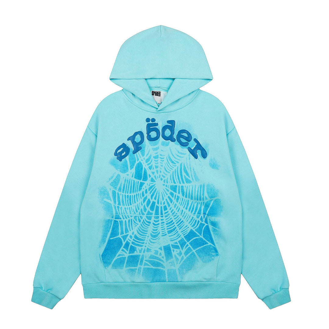 Sp5der patterned beaded 555555 hoodie and trousers