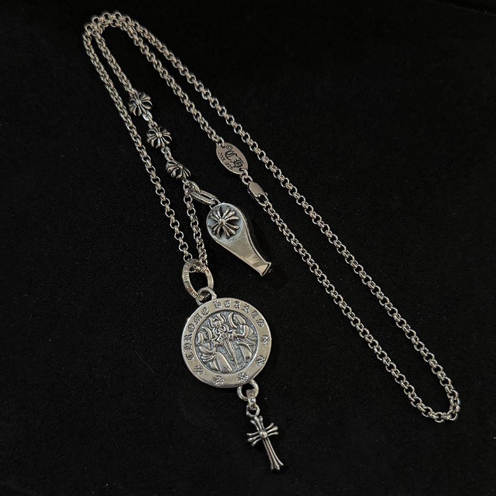 Chrome Hearts Angel Round Brand Whistle Cross Necklace