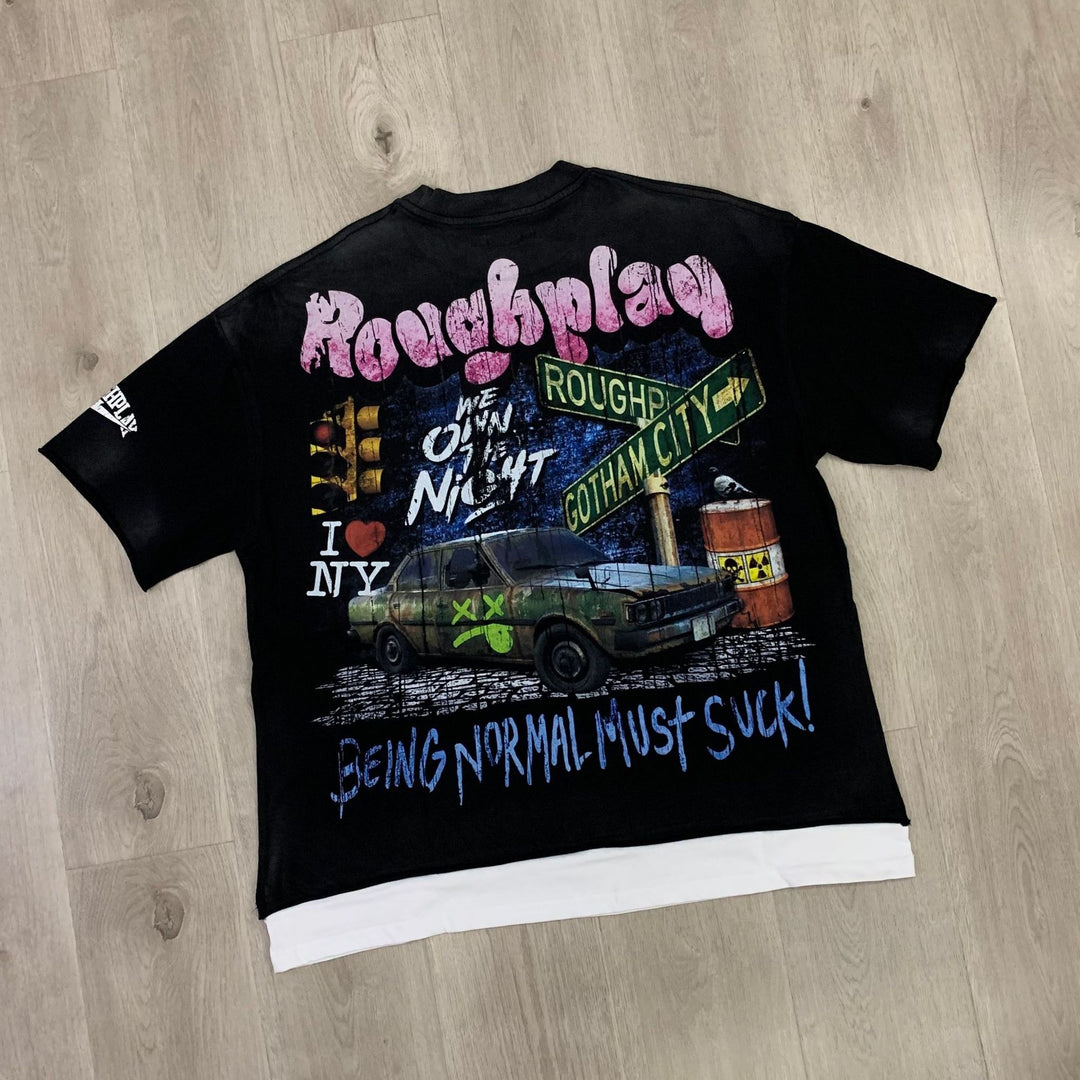 RoughPlay NYC Distressed, Ripped, and Sparkling Short-Sleeve T-Shirt