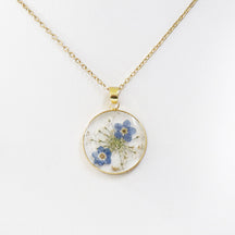 Resin forget me not necklace