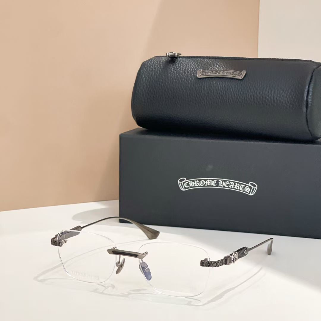 Chrome Hearts rimless oval frame glasses