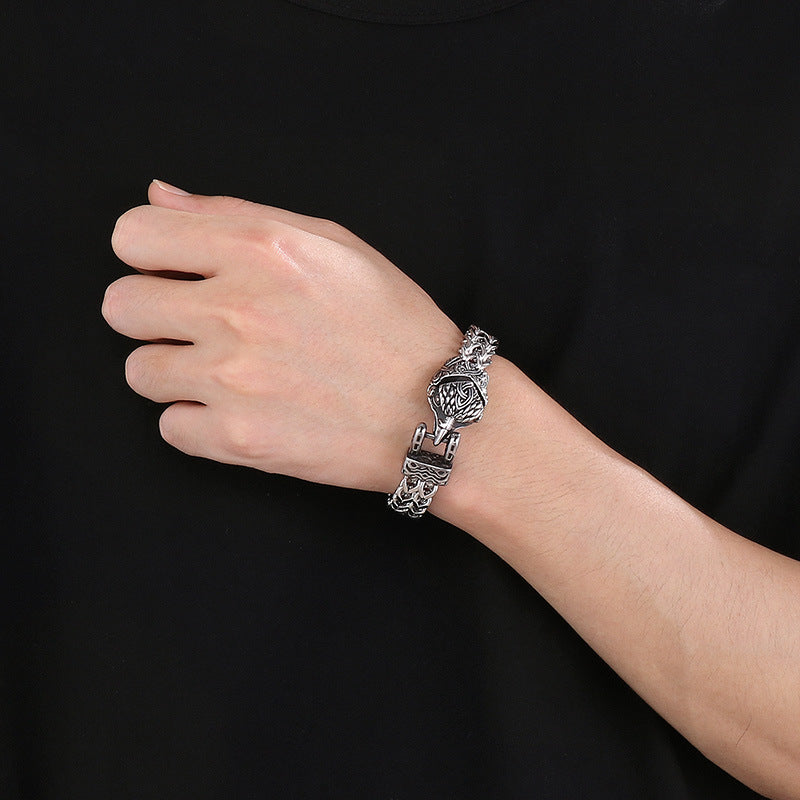 Viking Personalized Eagle Beak Wolf Head Snake Head Bracelet