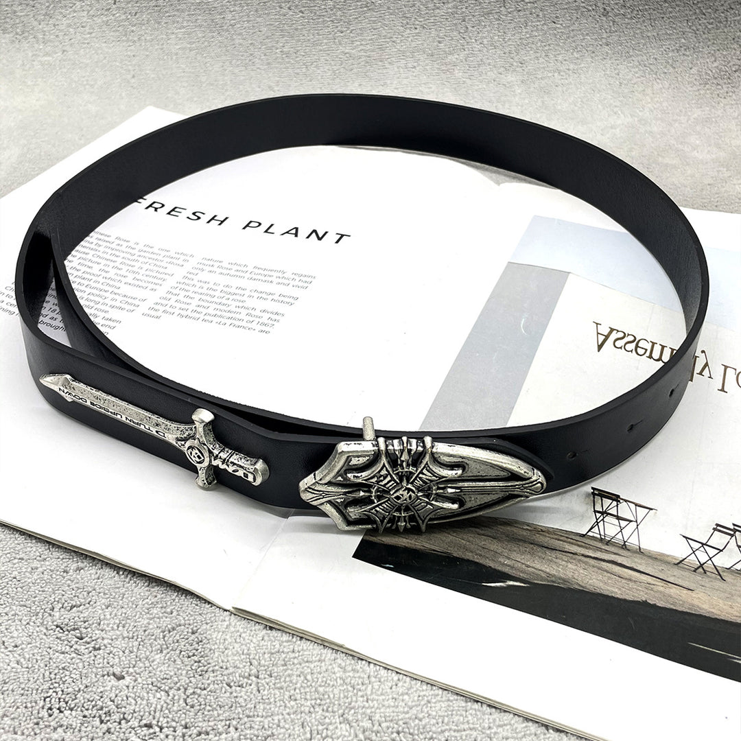 Retro sword and shield punk style cross belt