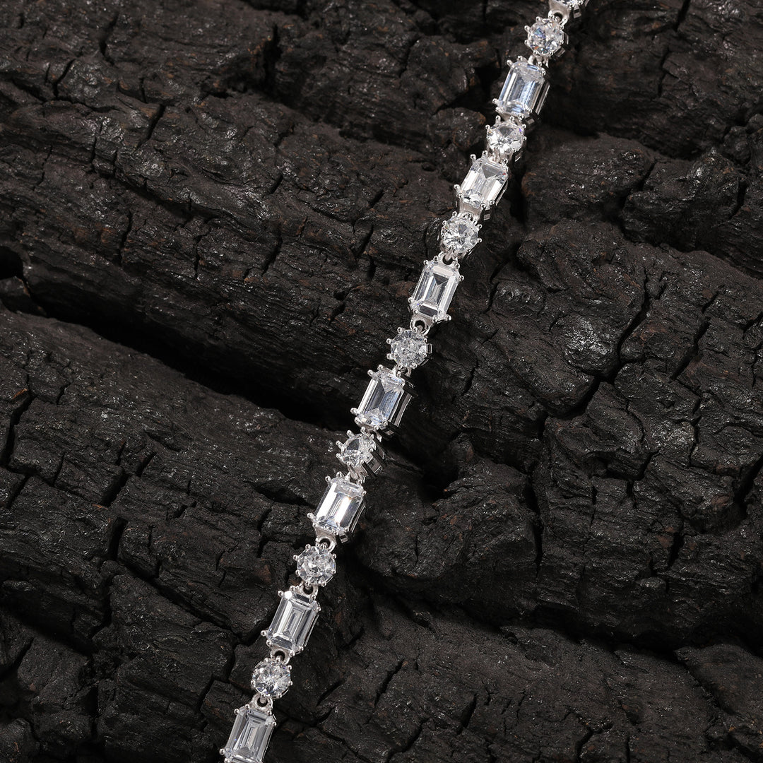Mixed Square & Round Zirconia Tennis Bracelet