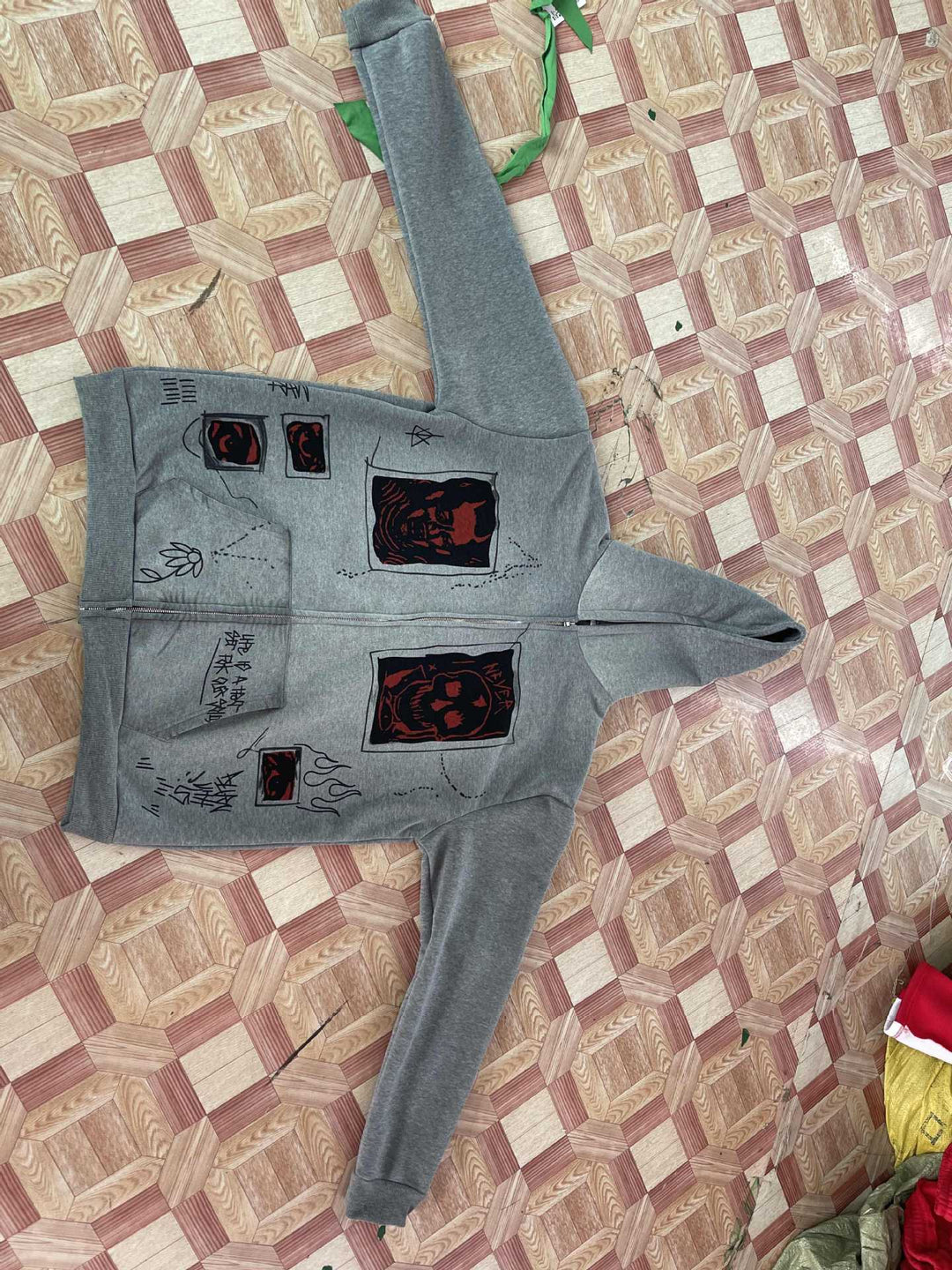 Y2K Retro Hoodie with Devil Print and Appliqué