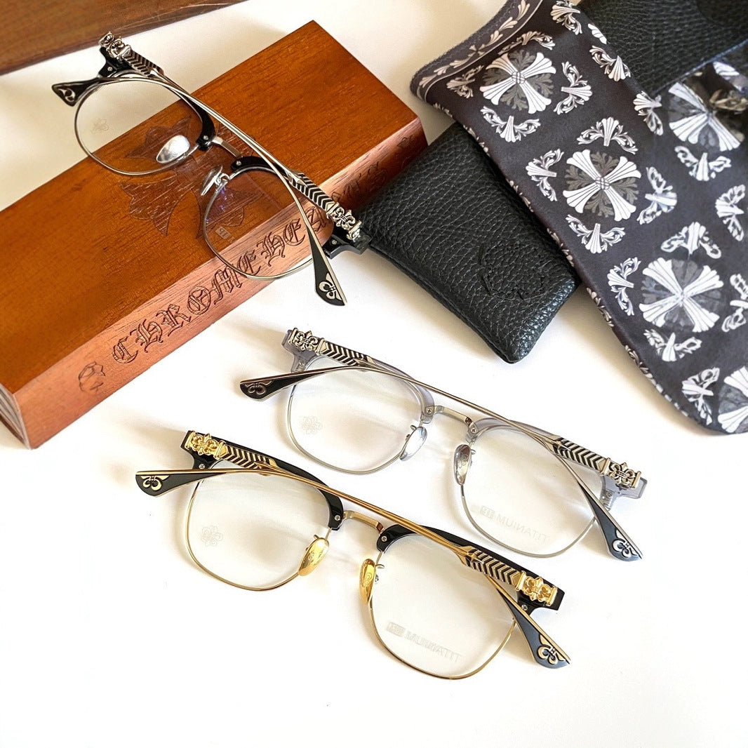 Chrome Hearts pure titanium semi frame large square frame glasses