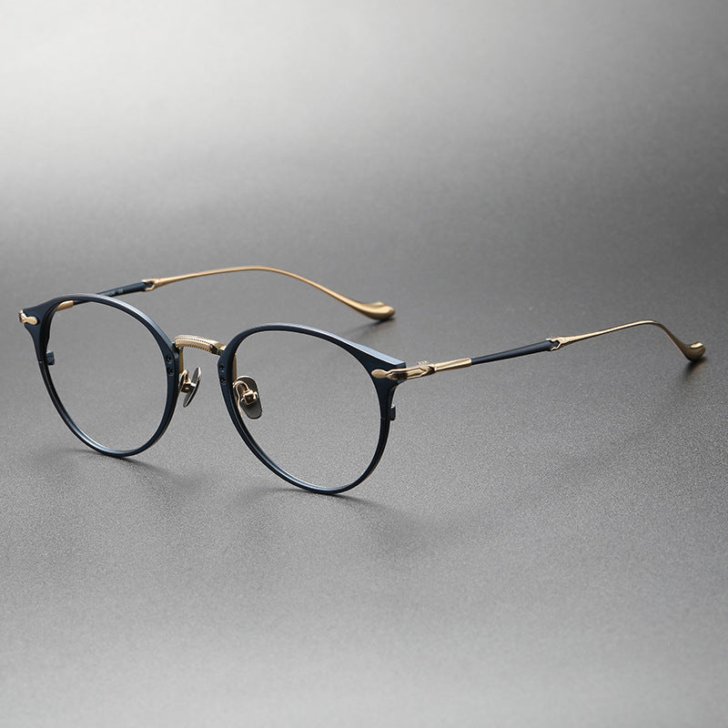 Retro Round Glasses Two-Tone Titanium & Acetate Frame