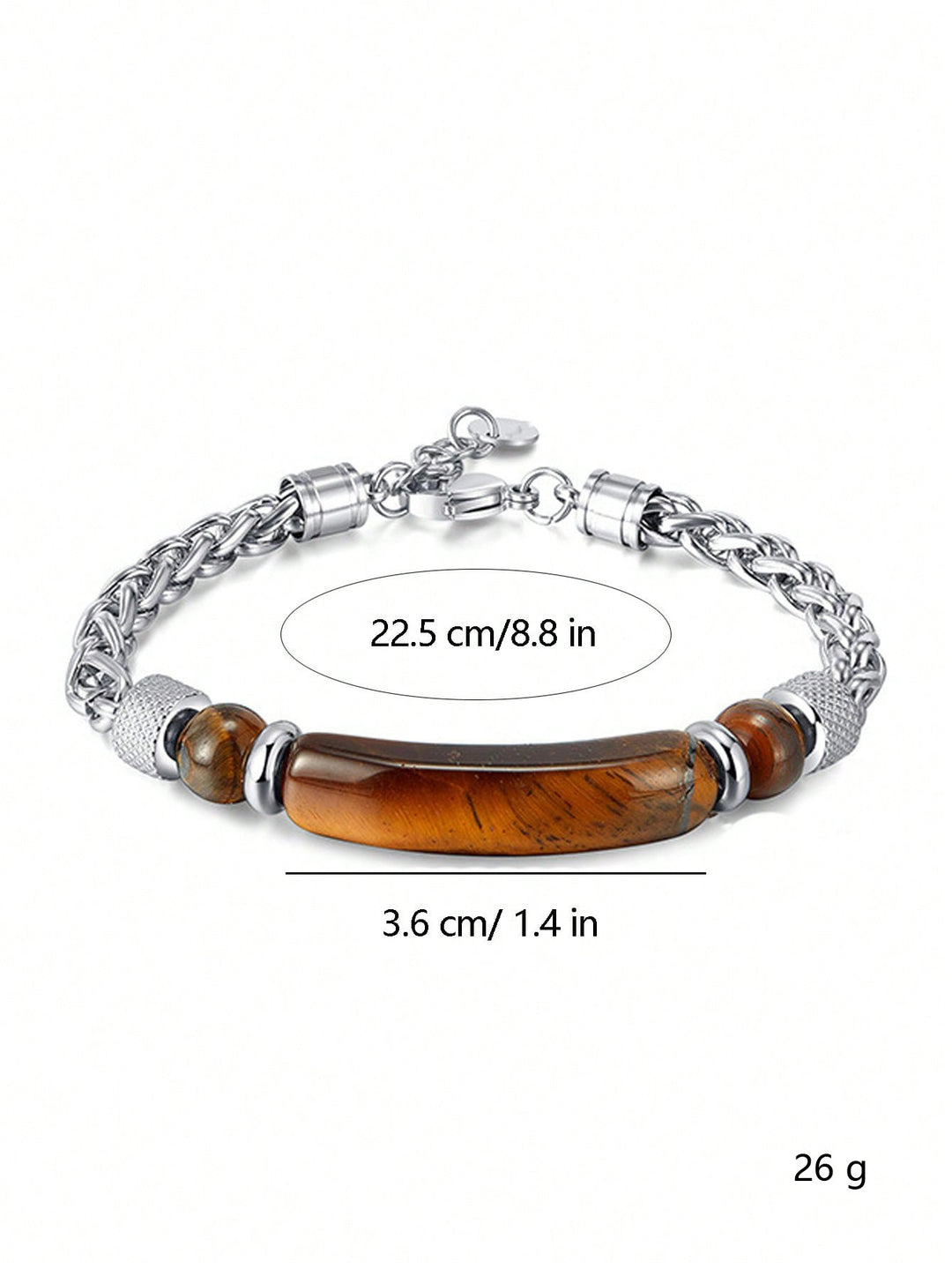 Titanium Steel & Tiger's Eye Bracelet
