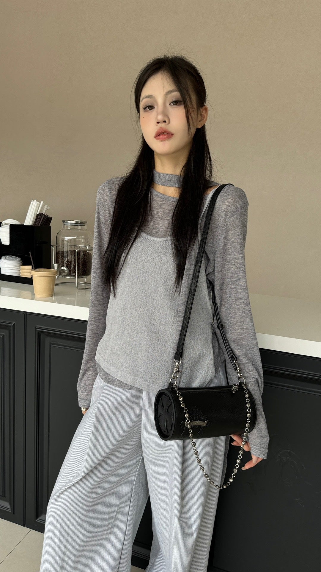 Chrome Hearts cross pencil mini cylindrical handbag