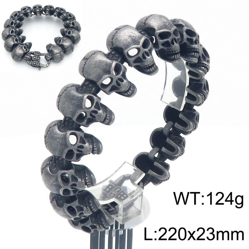 Hip-hop skull men's titanium steel bracelet
