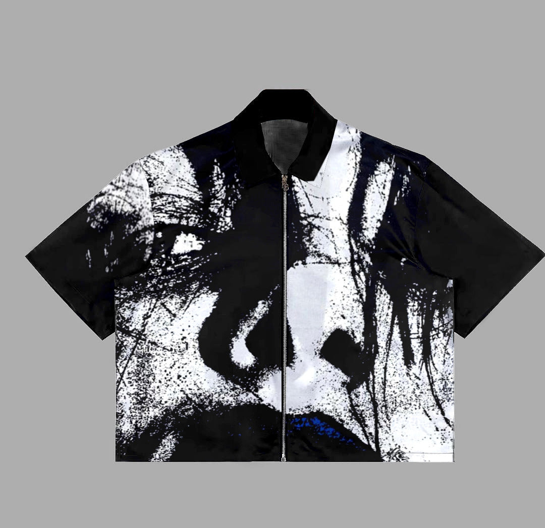 3D Digital Print Men's Zipper Shirt