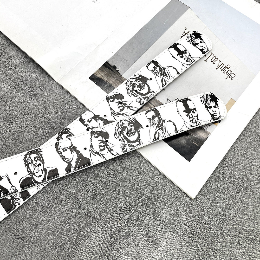 Retro ERD Portrait Hand-Painted Leather Belt