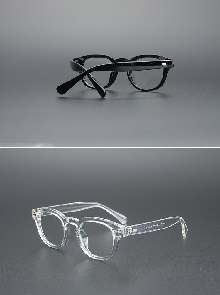Thick-rimmed round transparent glasses