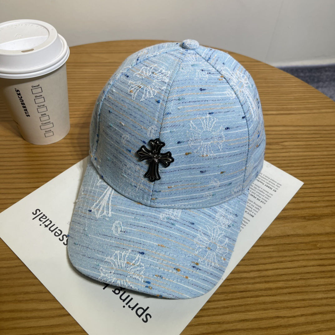 Chrome Hearts Ripped Denim Baseball Cap