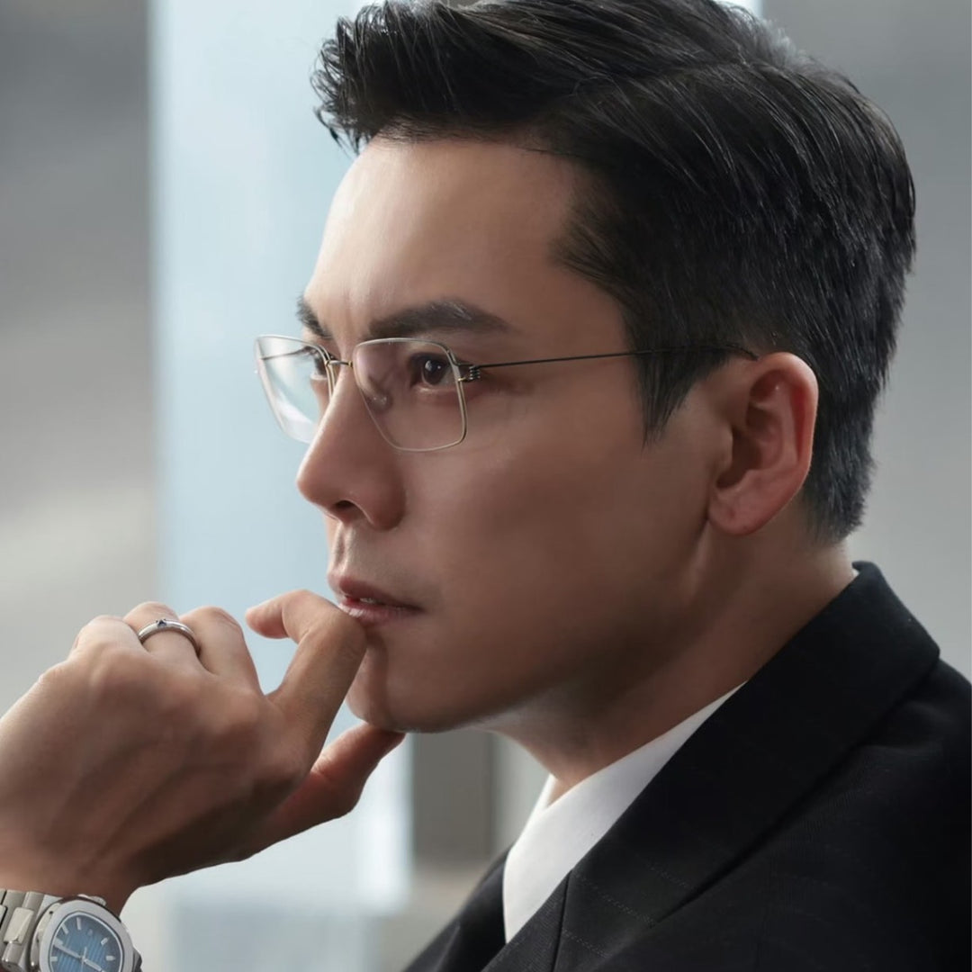 Screwless design square frame retro thin rimmed glasses