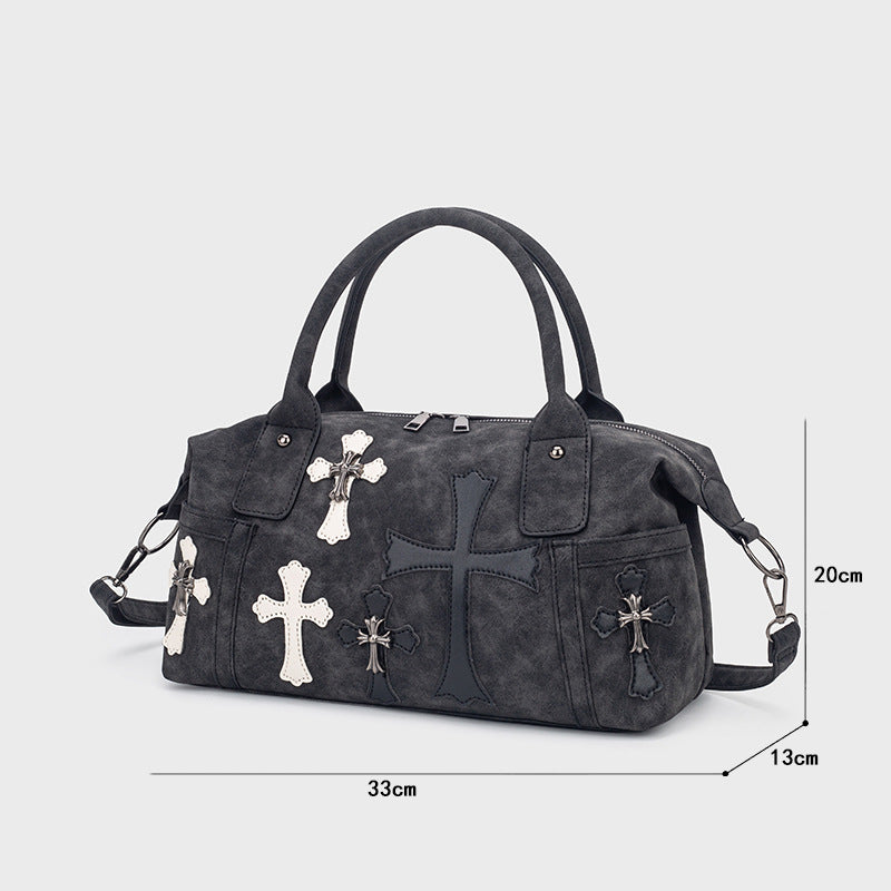 Chrome Hearts Black and White Patchwork Travel Bag