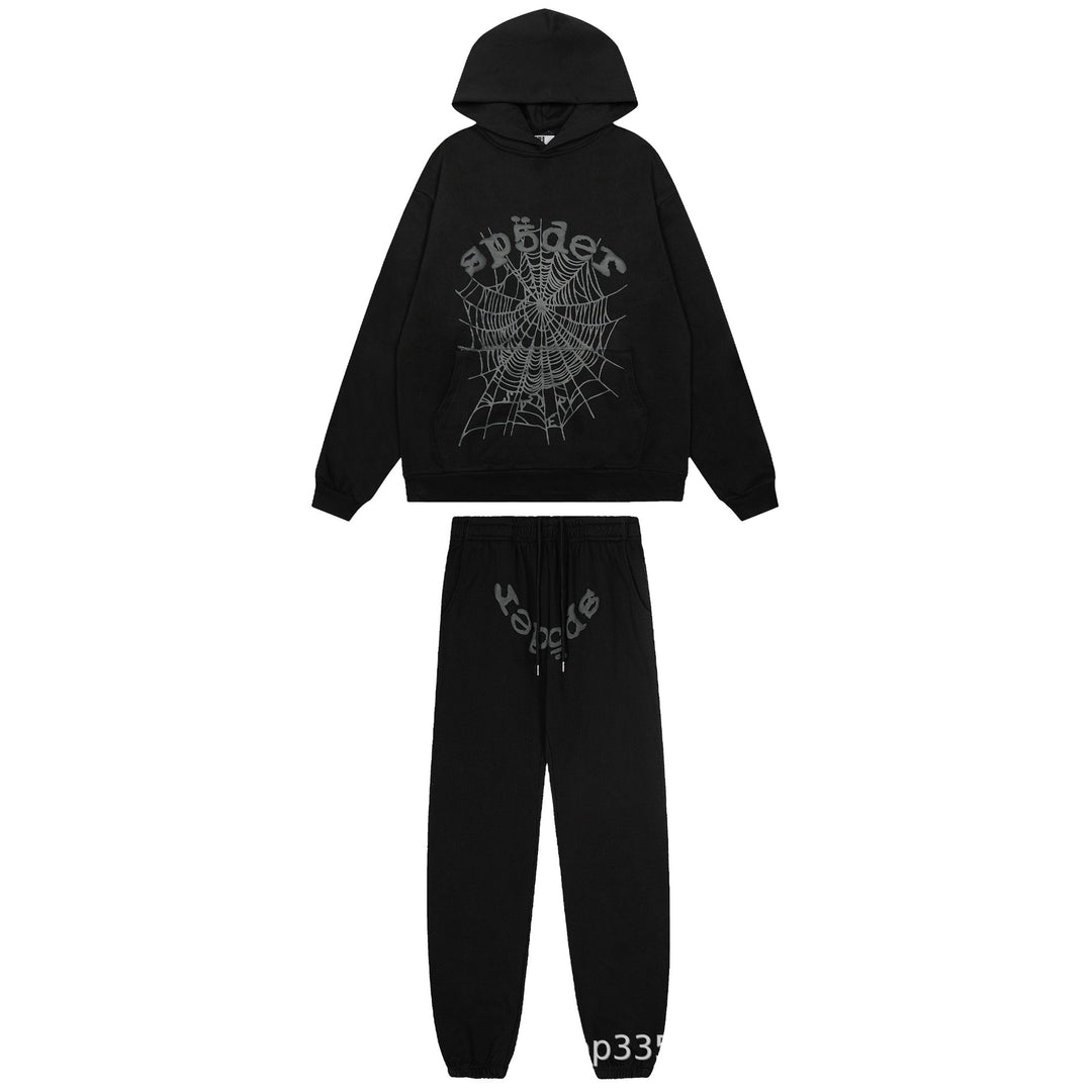 Sp5der 555555 star pattern hooded trousers and sweatshirt