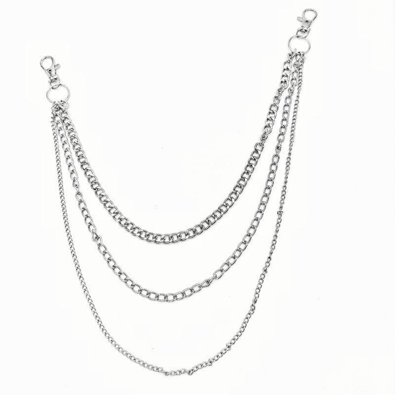 Irregular Pearl & Cuban Link Mixed-Material Punk Waist Chain