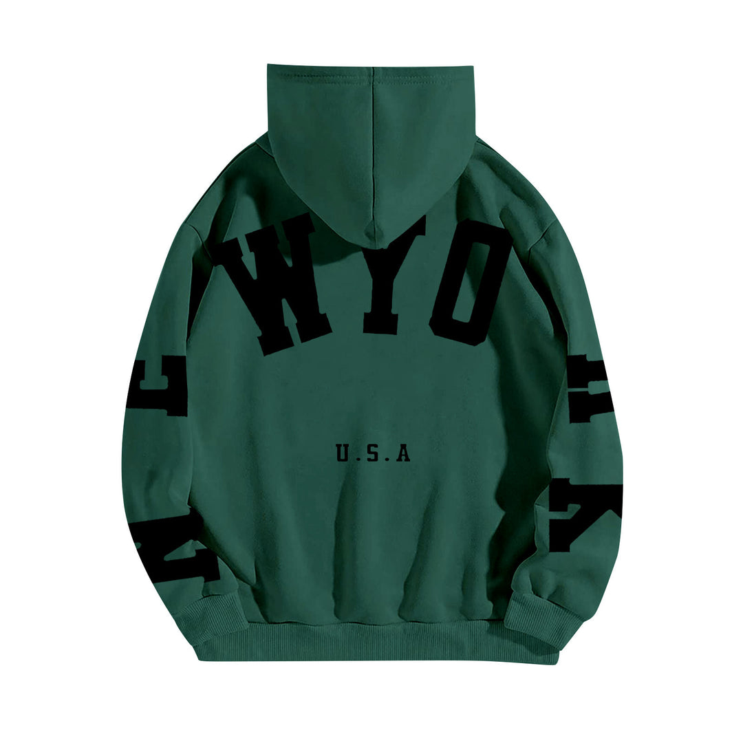 wyo newyork letter print hoodie, loose fit, oversized hoodie