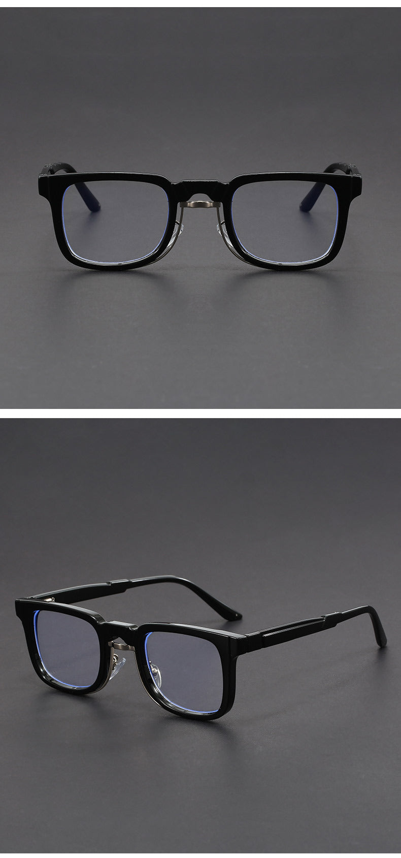 Retro European and American Square Sunglasses with Spring Temples