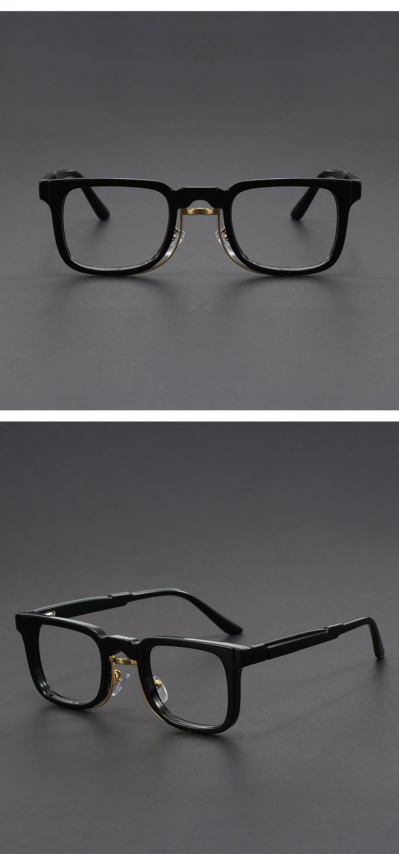 Retro European and American Square Sunglasses with Spring Temples