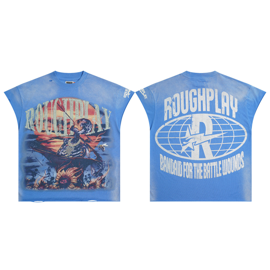 RoughPlay NYC Distressed, Ripped, and Sparkling Short-Sleeve T-Shirt