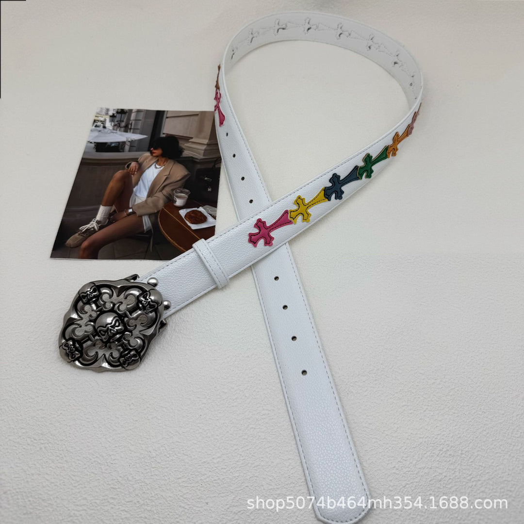 Chrome Hearts Cross-Motif Classic Leather Belt