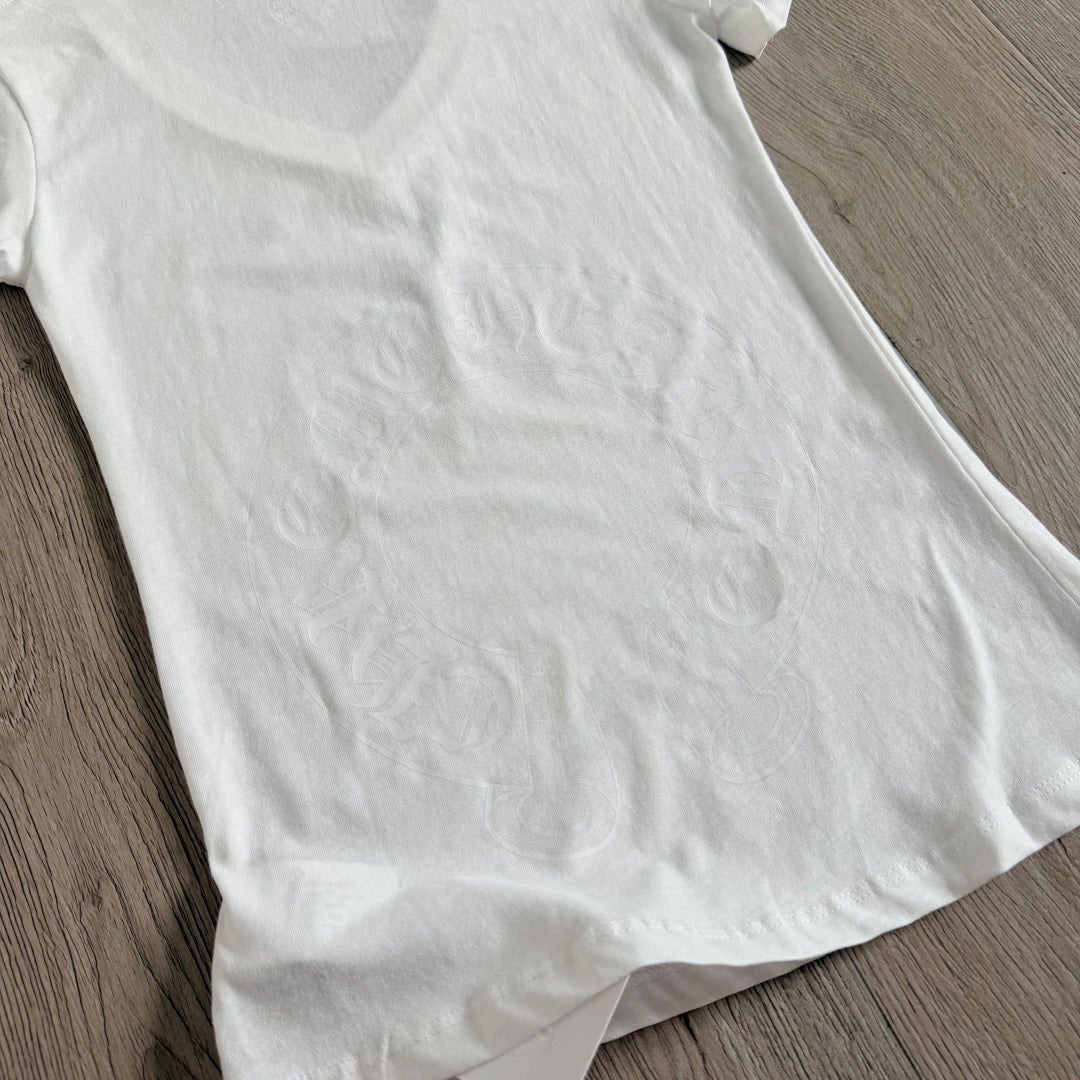 Chrome Hearts V-Neck Scroll Print Short-Sleeve T-Shirt