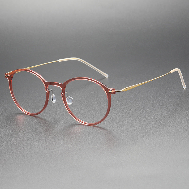 Clear Round Eyeglasses with Titanium Temples