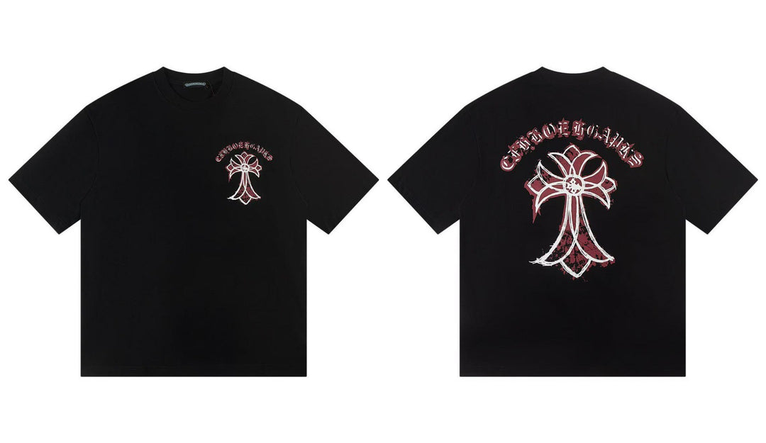 Chrome Hearts Summer Embroidery Print Cotton T-Shirt Short-Sleeve