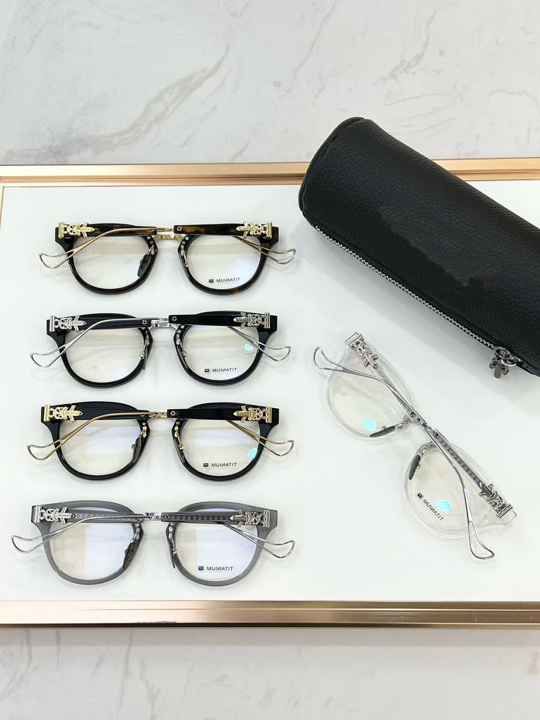Chrome Hearts Big Sword Light Titanium Metal Oval Glasses