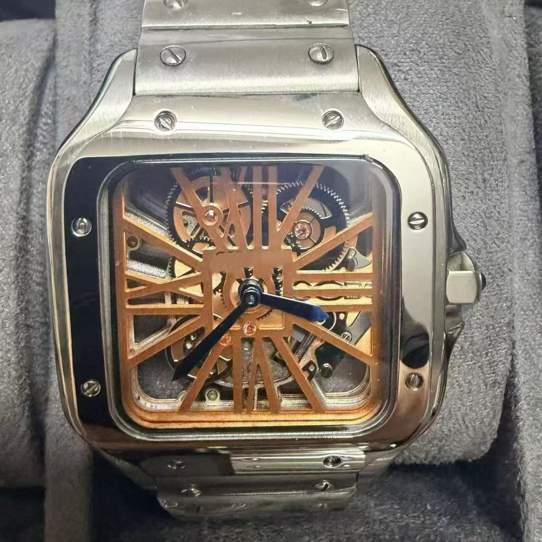 Square Roman series skeletonized quartz watches