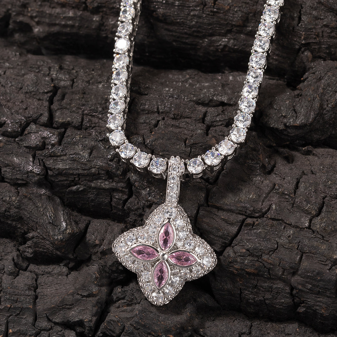 Cubic Zirconia Colorful Four-Leaf Clover Pendant