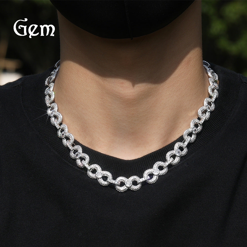 Fully Iced-Out 16mm Infinity Figure-8 Chain Necklace