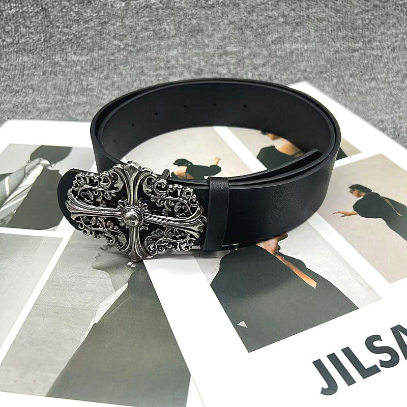 Chrome Hearts Cross Buckle Embossed Belt