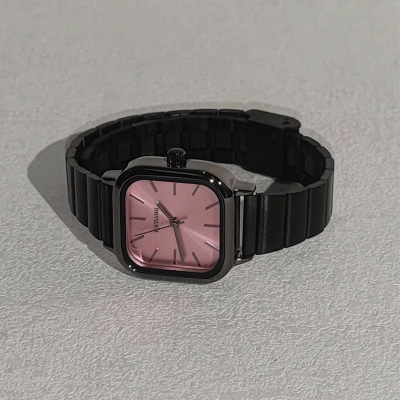 Bamboo-shaped strap artistic square dial women's watch