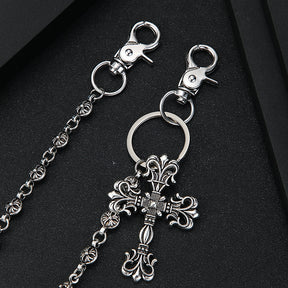 Chrome Hearts flame cross pants chain