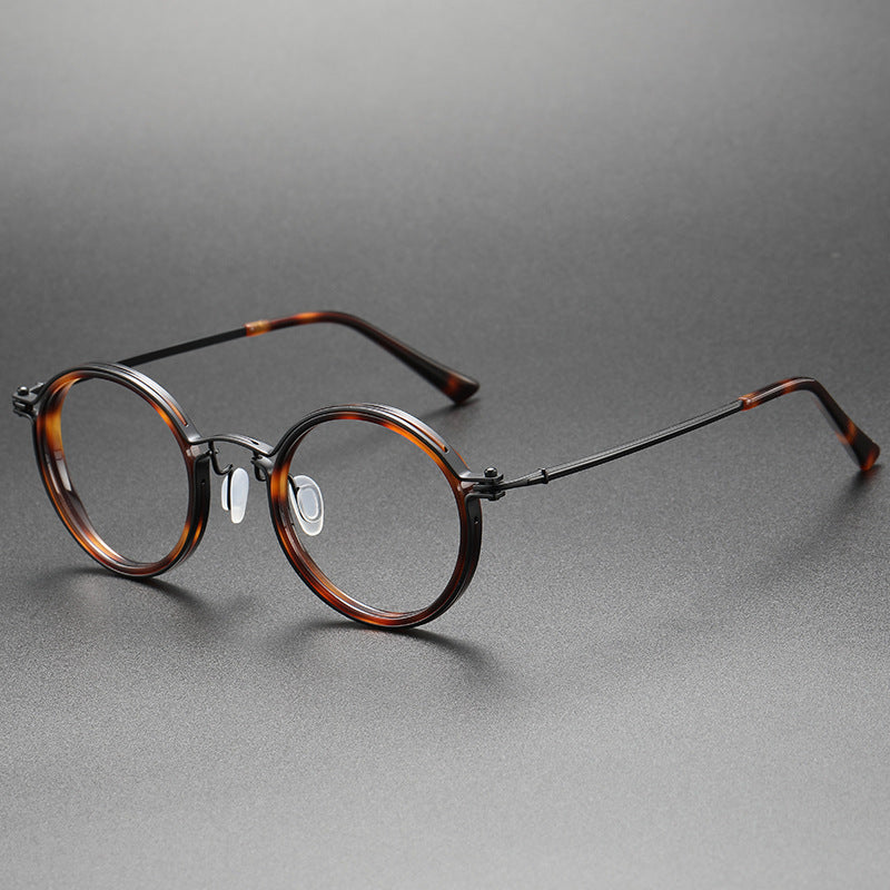 Retro Round Glasses Black Metal Optical Eyewear