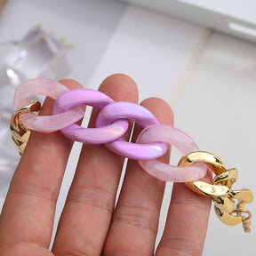 Three pink resin Cuban bracelet