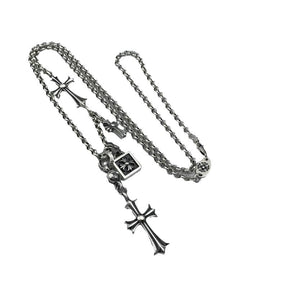 Cross multi-pendant necklace long necklace sweater chain