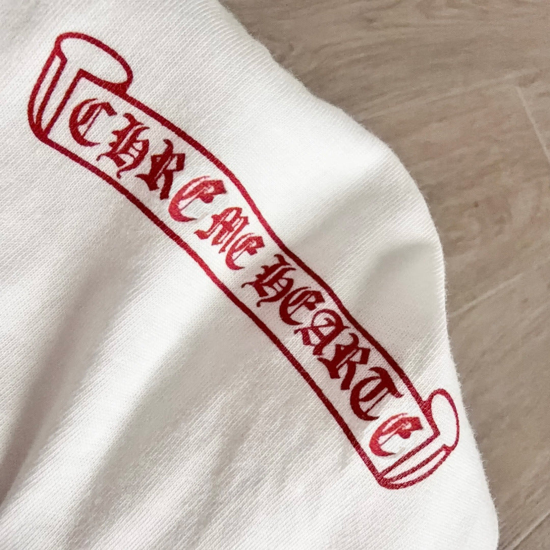 Chrome Hearts V-Neck Scroll Print Short-Sleeve T-Shirt