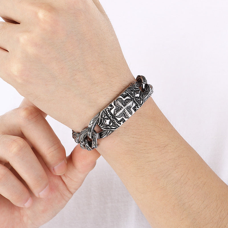Titanium Steel Bracelet with Cross Pattern