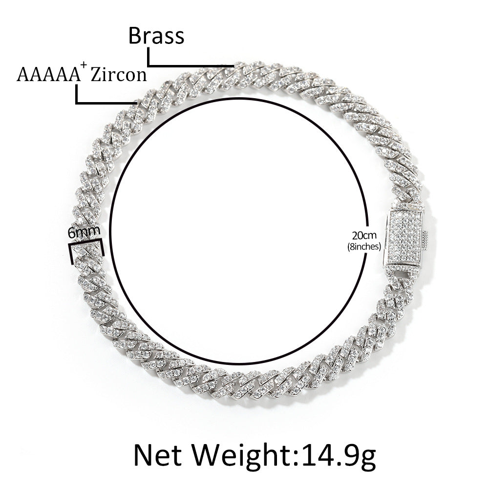 6mm Rhombus-Link Cuban Bracelet with Diamond Accents
